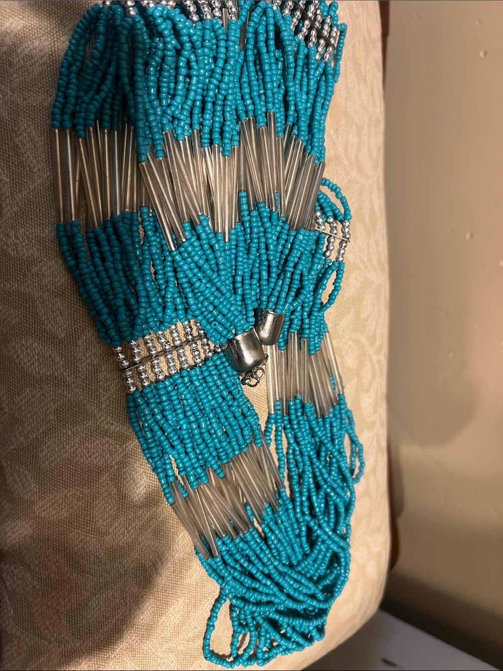 Turquoise Seed Bead Multi-Strand Necklace - Women Jewelry